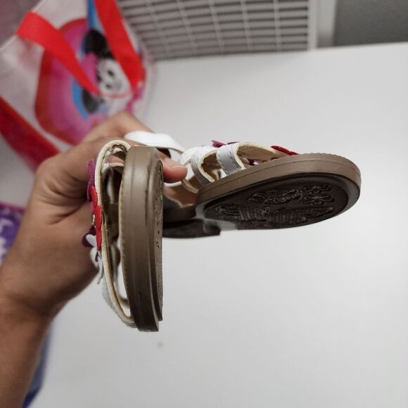 Girls Andrea White & Colorful Flower Floral Sandals Size 10 - Picture 8 of 12